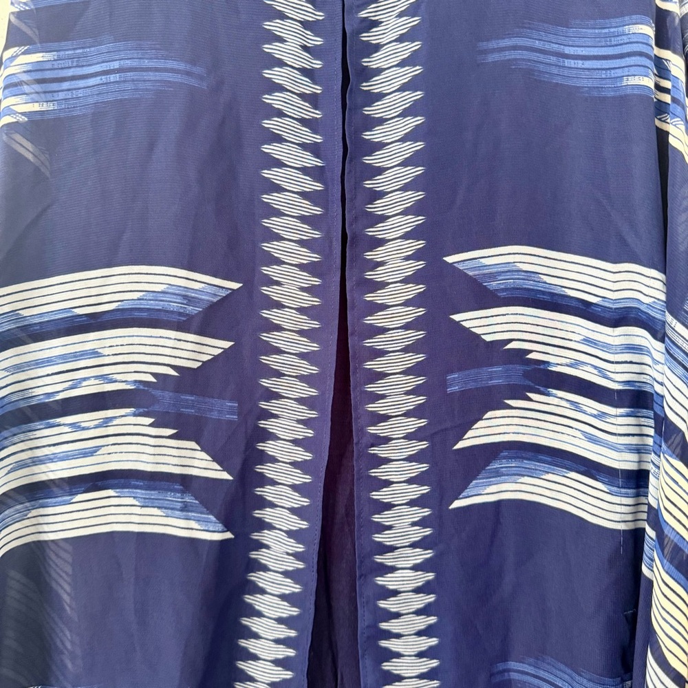 Style & Co Coastal Boho Layered Tunic | Blue Feathered Print - Picture 2 of 4